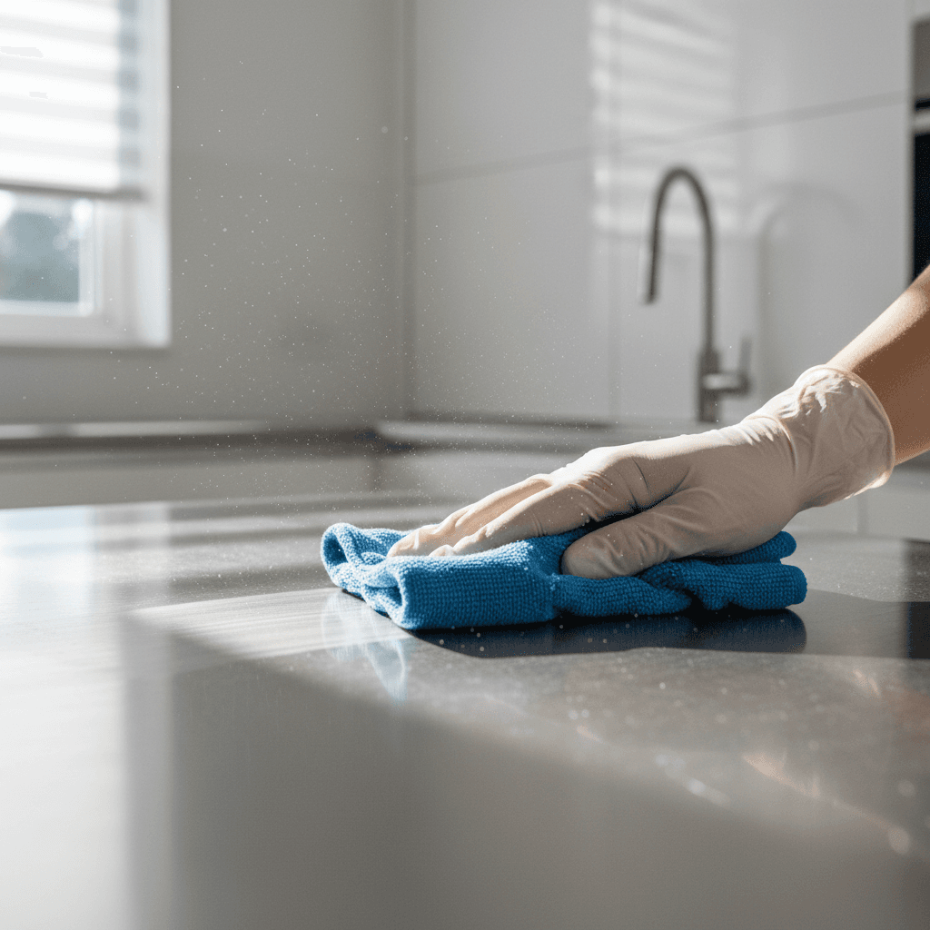 Professional cleaner cleaning residential kitchen